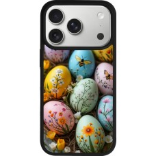 Coque iPhone 17 Pro - Silicone rigide noir Easter 2026 Eggs with bees