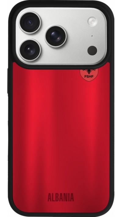 Coque iPhone 17 Pro - Silicone rigide noir Maillot de football Albanie personnalisable