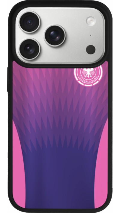 Coque iPhone 17 Pro - Silicone rigide noir Maillot de football Allemagne Extérieur personnalisable
