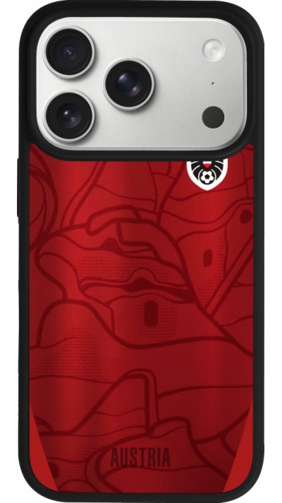 Coque iPhone 17 Pro - Silicone rigide noir Maillot de football Autriche personnalisable
