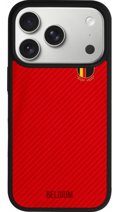 Coque iPhone 17 Pro - Silicone rigide noir Maillot de football Belgique 2022 personnalisable