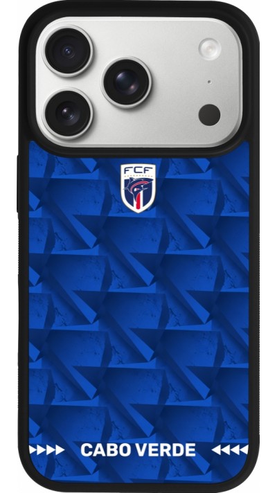 Coque iPhone 17 Pro - Silicone rigide noir Maillot de football Cap-Vert 2026 personnalisable