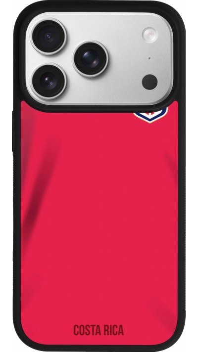 Coque iPhone 17 Pro - Silicone rigide noir Maillot de football Costa Rica 2022 personnalisable