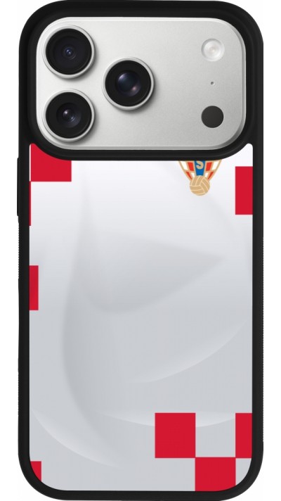 Coque iPhone 17 Pro - Silicone rigide noir Maillot de football Croatie 2022 personnalisable