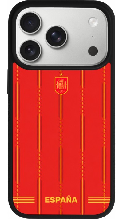 Coque iPhone 17 Pro - Silicone rigide noir Maillot de football Espagne 2026 personnalisable
