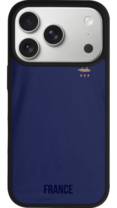 Coque iPhone 17 Pro - Silicone rigide noir Maillot de football France 2022 personnalisable