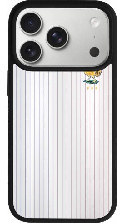 Coque iPhone 17 Pro - Silicone rigide noir Maillot de football France Extérieur personnalisable