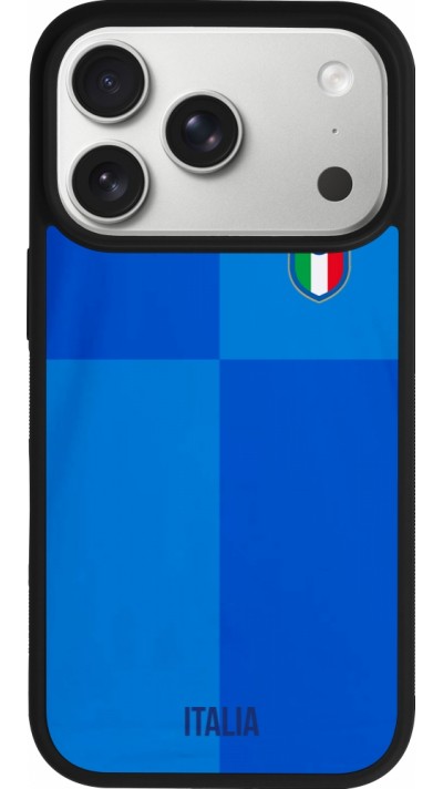 Coque iPhone 17 Pro - Silicone rigide noir Maillot de football Italie 2022 personnalisable