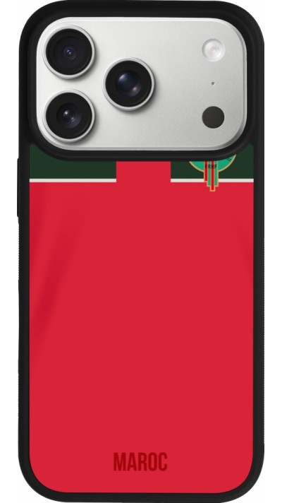 Coque iPhone 17 Pro - Silicone rigide noir Maillot de football Maroc 2022 personnalisable