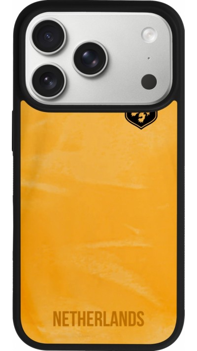 Coque iPhone 17 Pro - Silicone rigide noir Maillot de football Pays-Bas 2022 personnalisable