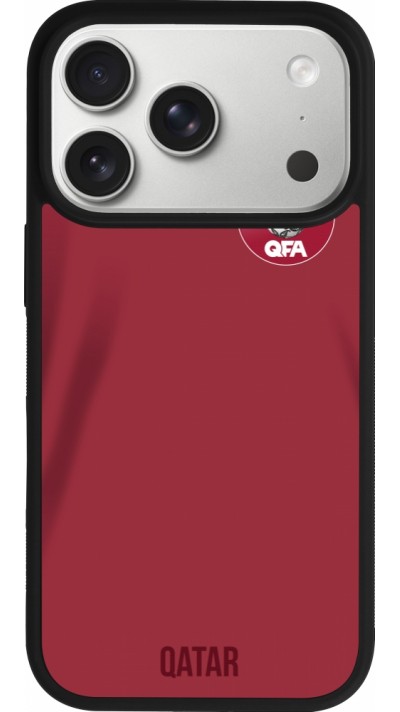 Coque iPhone 17 Pro - Silicone rigide noir Maillot de football Qatar 2022 personnalisable