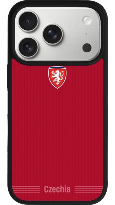 Coque iPhone 17 Pro - Silicone rigide noir Maillot de football Répuplique Tchèque 2026 personnalisable
