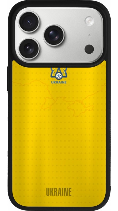 Coque iPhone 17 Pro - Silicone rigide noir Maillot de football Ukraine