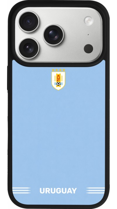 Coque iPhone 17 Pro - Silicone rigide noir Maillot de football Uruguay 2026 personnalisable