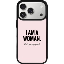 Coque iPhone 17 Pro - Silicone rigide noir I am a woman