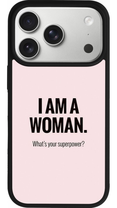Coque iPhone 17 Pro - Silicone rigide noir I am a woman