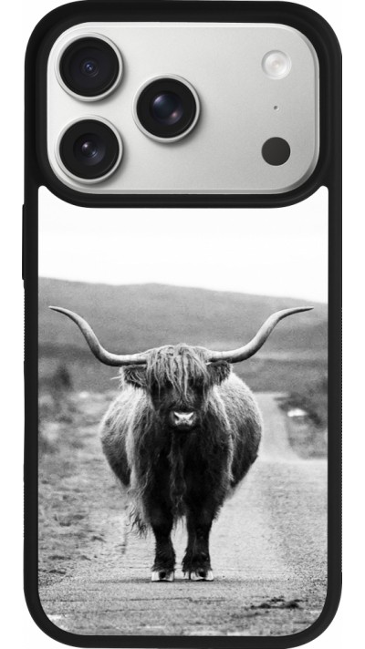 Coque iPhone 17 Pro - Silicone rigide noir Highland cattle