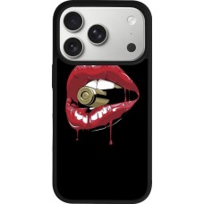 Coque iPhone 17 Pro - Silicone rigide noir Lips bullet