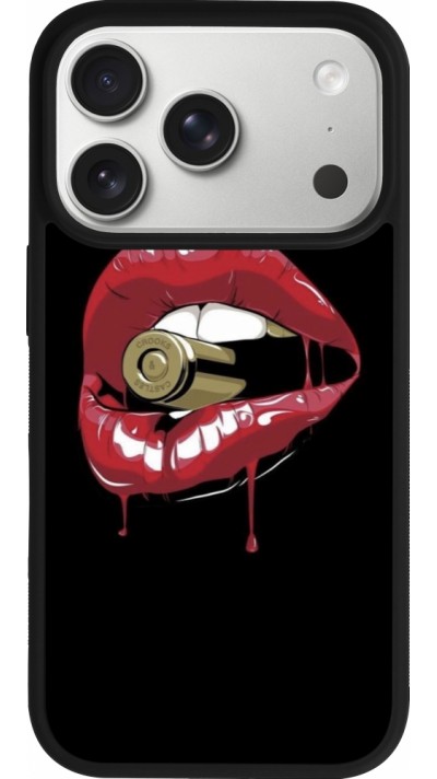 Coque iPhone 17 Pro - Silicone rigide noir Lips bullet