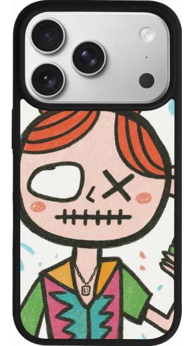 Coque iPhone 17 Pro - Silicone rigide noir Little Girl Sketch