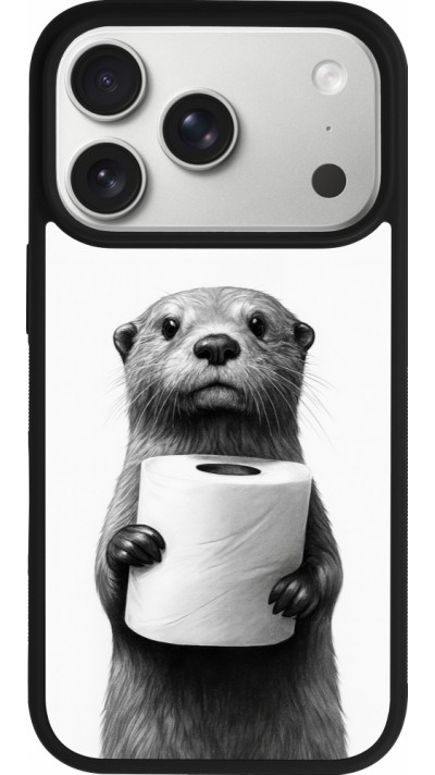 Coque iPhone 17 Pro - Silicone rigide noir Loutre papier de toilette