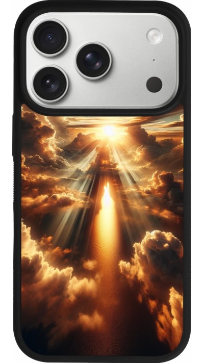 Coque iPhone 17 Pro - Silicone rigide noir Lueur Céleste Zenith