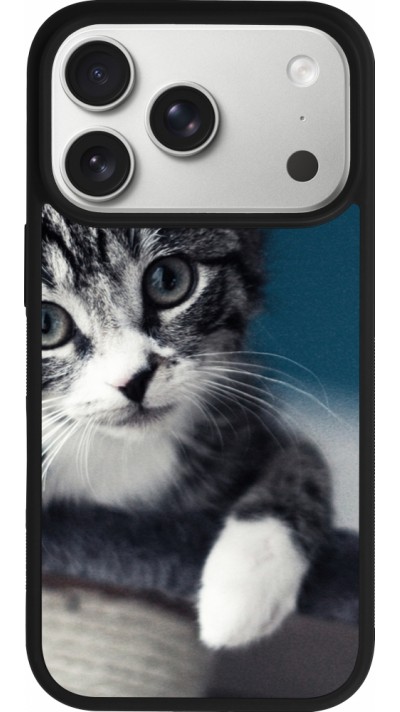 Coque iPhone 17 Pro - Silicone rigide noir Meow 23