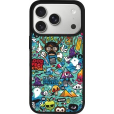 Coque iPhone 17 Pro - Silicone rigide noir Mixed Cartoons Turquoise