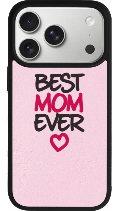 Coque iPhone 17 Pro - Silicone rigide noir Mom 2023 best Mom ever pink