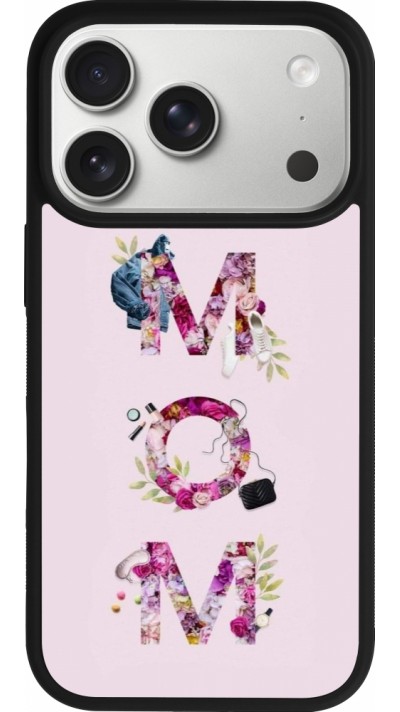 Coque iPhone 17 Pro - Silicone rigide noir Mom 2024 girly mom