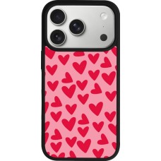 Coque iPhone 17 Pro - Silicone rigide noir Mom 2024 petits coeurs