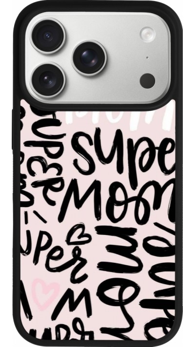 Coque iPhone 17 Pro - Silicone rigide noir Mom 2024 Super mom