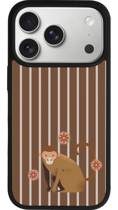 Coque iPhone 17 Pro - Silicone rigide noir Monkey with stripes