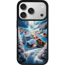 Coque iPhone 17 Pro - Silicone rigide noir Mont Neige Lumière