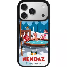 Coque iPhone 17 Pro - Silicone rigide noir Nendaz Mountain Jacuzzi