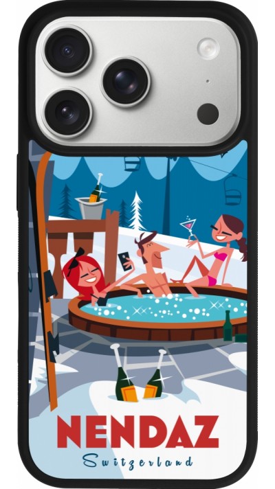 Coque iPhone 17 Pro - Silicone rigide noir Nendaz Mountain Jacuzzi