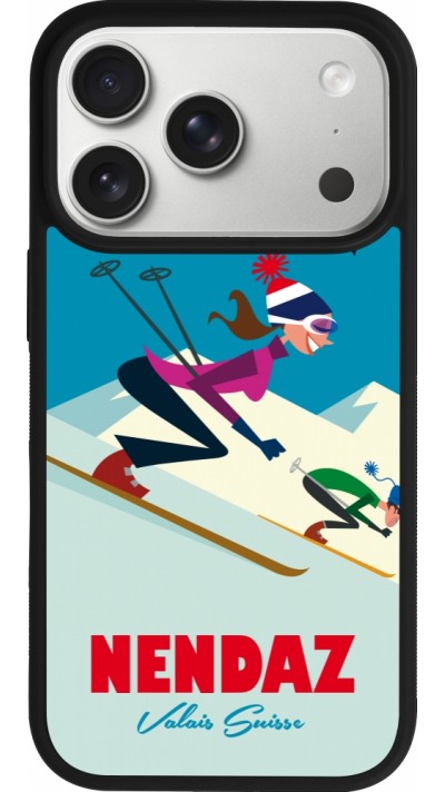 Coque iPhone 17 Pro - Silicone rigide noir Nendaz Ski Downhill