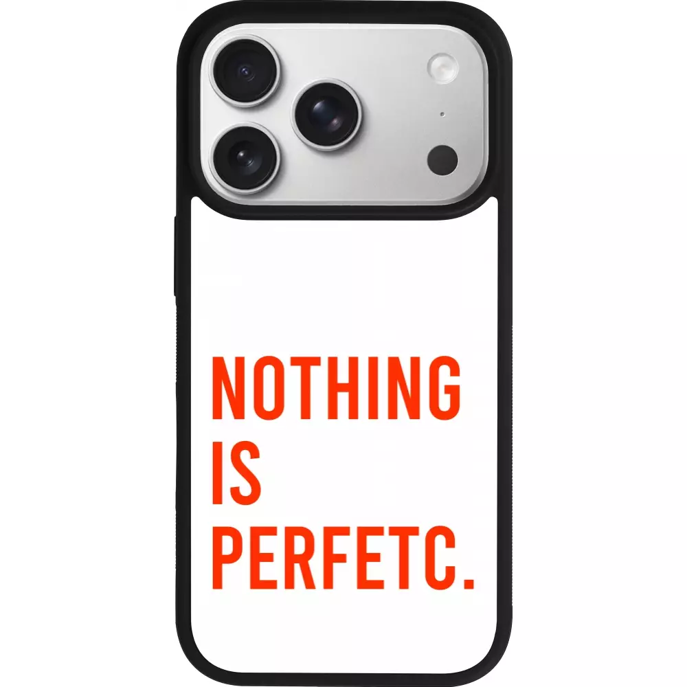 Coque iPhone 17 Pro - Silicone rigide noir Nothing is Perfetc