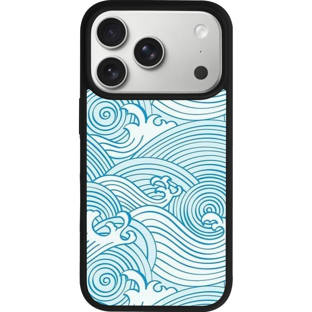 Coque iPhone 17 Pro - Silicone rigide noir Ocean Waves