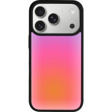 Coque iPhone 17 Pro - Silicone rigide noir Orange Pink Blue Gradient