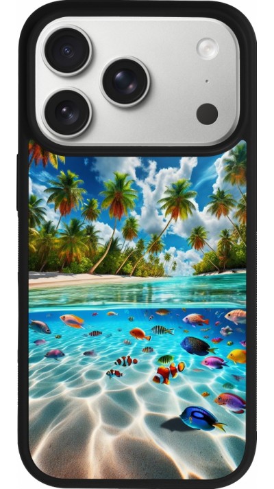 Coque iPhone 17 Pro - Silicone rigide noir Plage Paradis