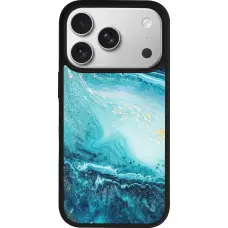 Coque iPhone 17 Pro - Silicone rigide noir Sea Foam Blue