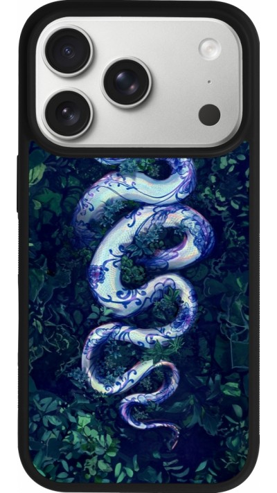 Coque iPhone 17 Pro - Silicone rigide noir Serpent Blue Anaconda