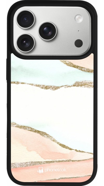 Coque iPhone 17 Pro - Silicone rigide noir Shimmering Orange