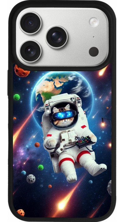 Coque iPhone 17 Pro - Silicone rigide noir VR SpaceCat Odyssey