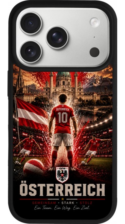 iPhone 17 Pro Case Hülle - Silikon schwarz Fussball Österreich splash 2026