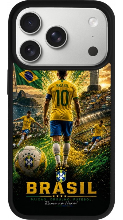 iPhone 17 Pro Case Hülle - Silikon schwarz Fussball Brasilien splash 2026