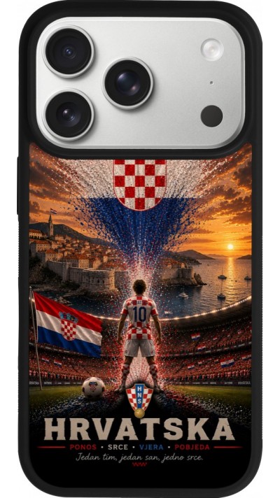 iPhone 17 Pro Case Hülle - Silikon schwarz Fussball Kroatien splash 2026