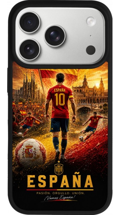 iPhone 17 Pro Case Hülle - Silikon schwarz Fussball Espanien splash 2026