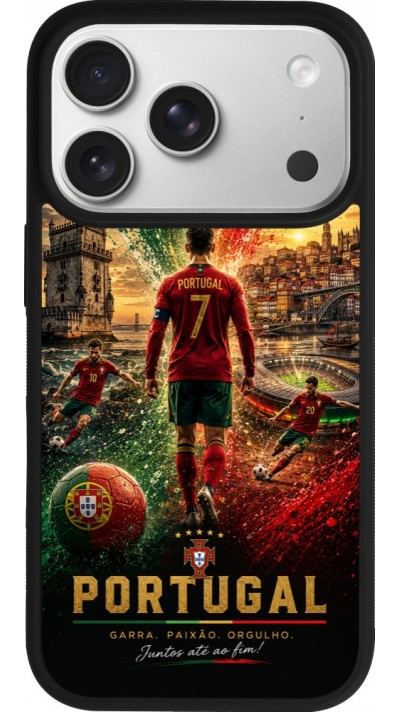 iPhone 17 Pro Case Hülle - Silikon schwarz Fussball Portugal splash 2026